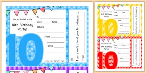 Free Printable 10th Birthday Party Invitations Free Printable Templates