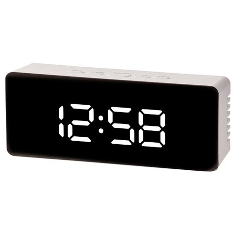 Acctim White Mirror Digital Alarm Clock Wilko