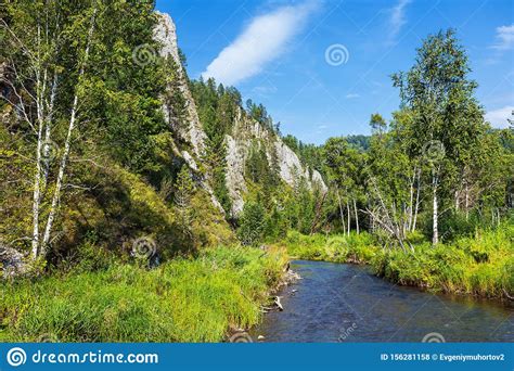 The White Cliffs At The River Kuyum Gorny Altai Siberia Russia Stock