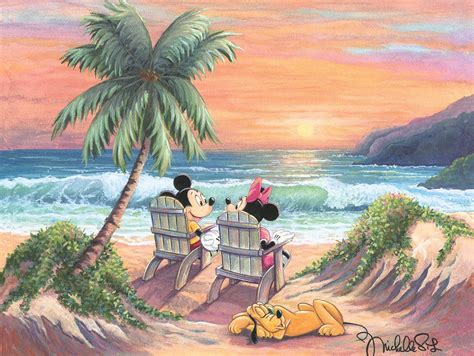 Vacation Paradise Mickey Minnie And Pluto Giclee By Michelle St Laurent