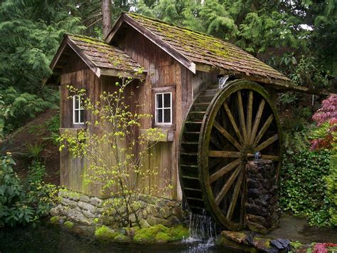 Hd Wallpaper Photo Of Brown House With Water Mill