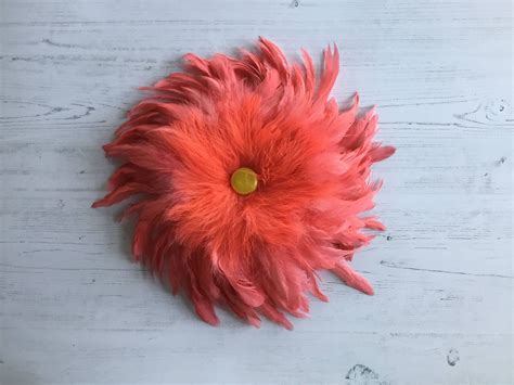 Flamingo Pink Feather Flower Wall Hanging - feather flower, feather decor, feather wall art ...