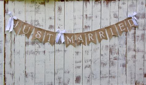 Items Similar To Just Married Burlap Banner Wedding Banner