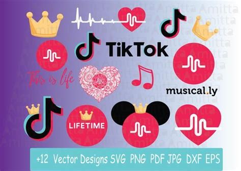 Set Of Musically Svg Files For Cricut Tik Tok Logo 12 Vector Clipart For T Shirt Design Eps