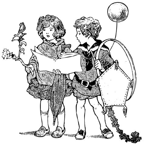Vintage Boy And Girl From A Primer 1916 Free Clip Art
