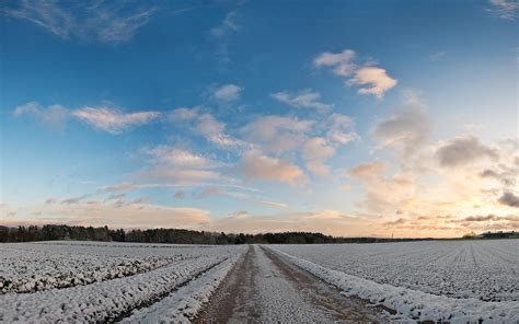 Cool Road Throught He Snowy Field Wallpaper Check More At