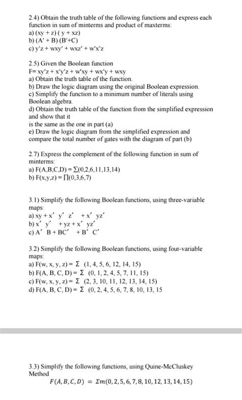 Solved 24 Obtain The Truth Table Of The Following