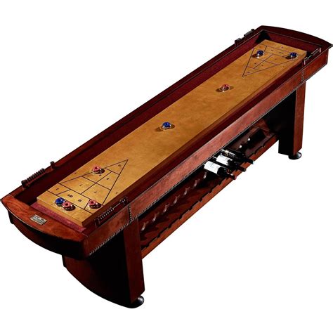 9 Ft Wood Shuffleboard Table With Wine Rack Brown Rec Room Game