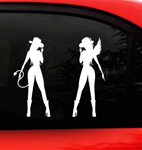 angel and devil girl decal sticker x large 10″ inches high beautiful detailed girl power for