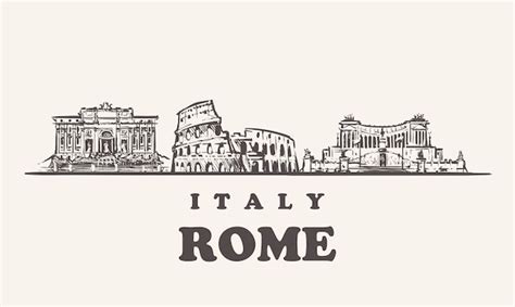 Premium Vector Rome Skyline Italy Vintage Illustration Hand Drawn