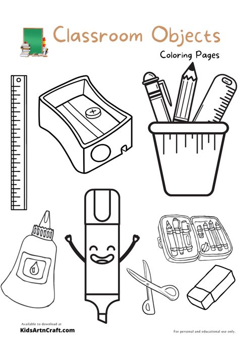 Classroom Objects Coloring Pages For Kids Free Printables Kids Art
