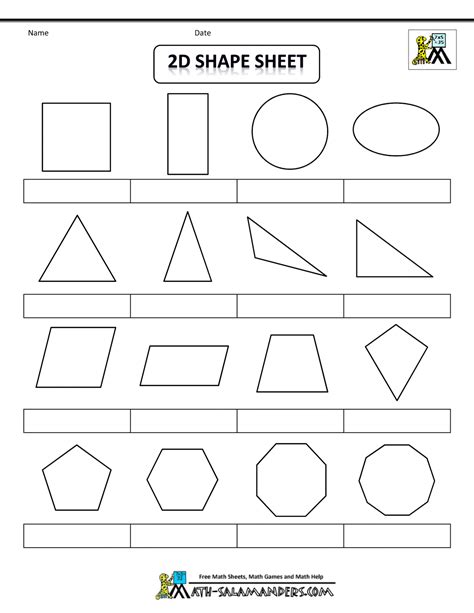 List Of Geometric Shapes 2d Shape Sheet