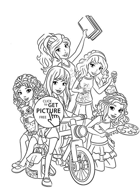 The characters of the game came together. Lego Friends all coloring page for kids, printable free ...