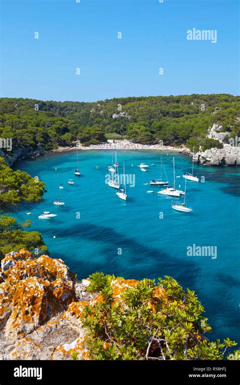 Elevated View Over The Beach Of Cala Macarelleta Menorca Balearic