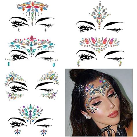 6 sheets rhinestone face jewels gem bindi stick on tattoo body sticker forehead 885892375104 ebay