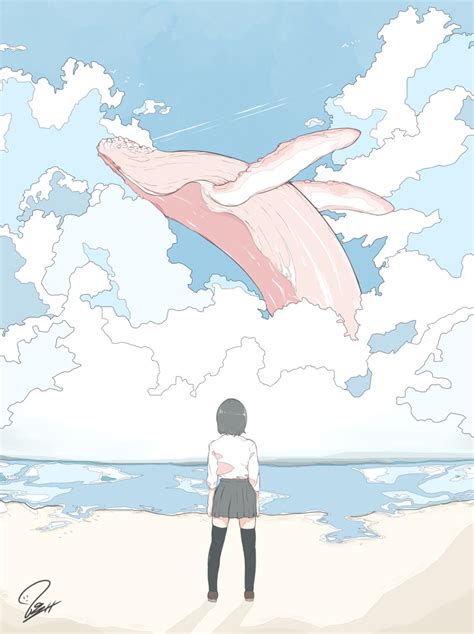 Safebooru 1girl Absurdres Animal Clouds Highres Looking Away Ocean