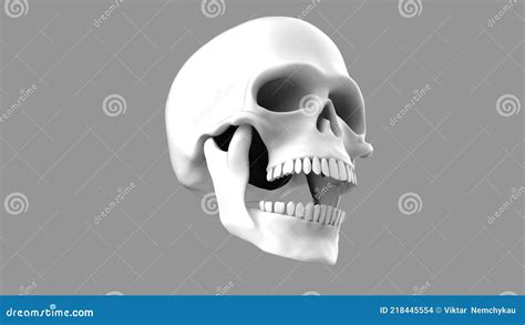 Skull With Open Mouth On A Gray Background Stock Illustration