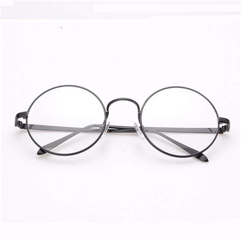 Gold Metal Vintage Round Eyeglasses Frame Clear Lens Full Rim Glasses