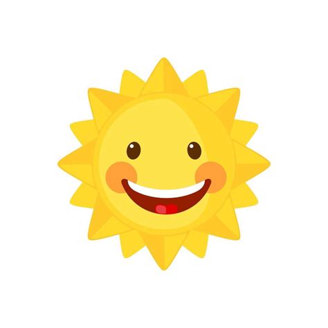 Funny Sun Icon In Flat Style Isolated On White Background Smiling