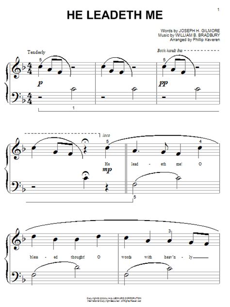 He Leadeth Me Sheet Music By William B Bradbury Piano Big Notes