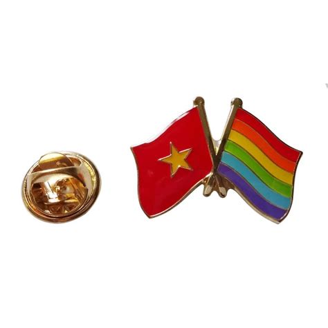 Vietnam And Rainbow Cross Flag Lapel Pin Badge Iron Plated Brass Paints Epoxy Butterfly Back