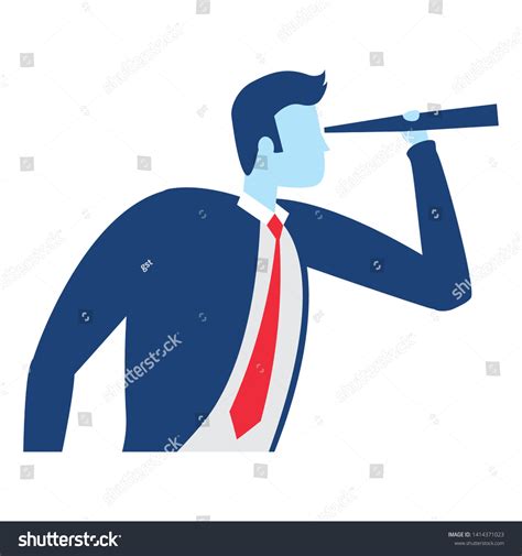 Businessman Looking Telescope Business Success Royalty Free Stock