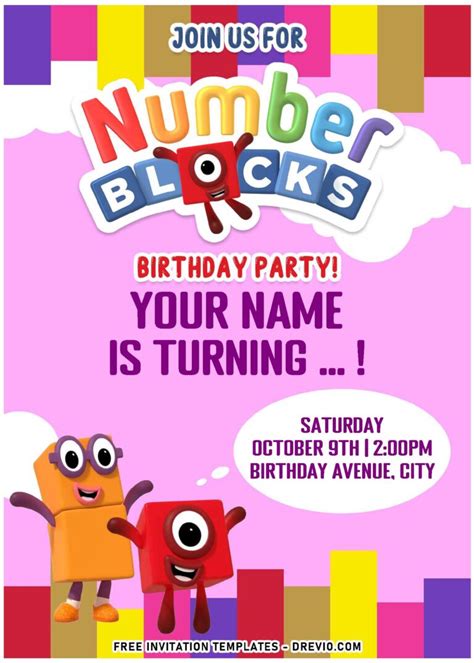 Free Editable Pdf Truly Lovable Numberblocks Birthday Invitation