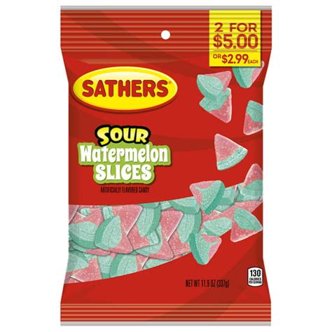 Sathers Watermelon Slices Gummy Candy 119 Oz