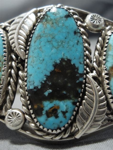 Huge Vintage Native American Jewelry Navajo Rare Number 8 Turquoise St