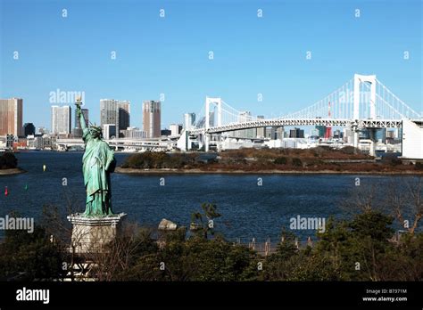 Statue Of Liberty Replica By Tokyo Bay At Odaiba Tokyo Japan Stock