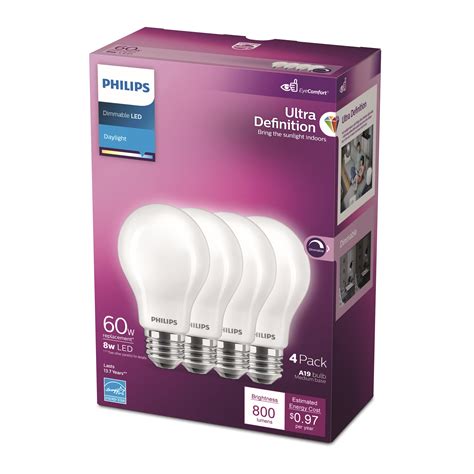 Philips Ultra Definition Led 60 Watt A19 Light Bulb Frosted Daylight