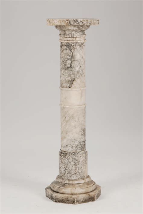 Lot A Mottled Grey And White Marble Pedestal Late 19thearly 20th Century