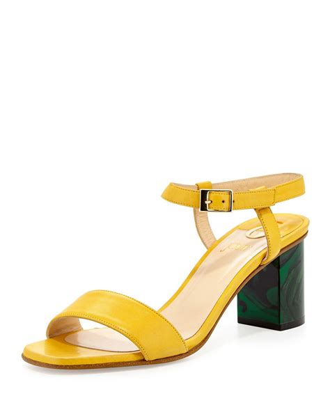 O Jour Napa Leather Chunky Heel Sandal Yellow Chunky Heels Sandals