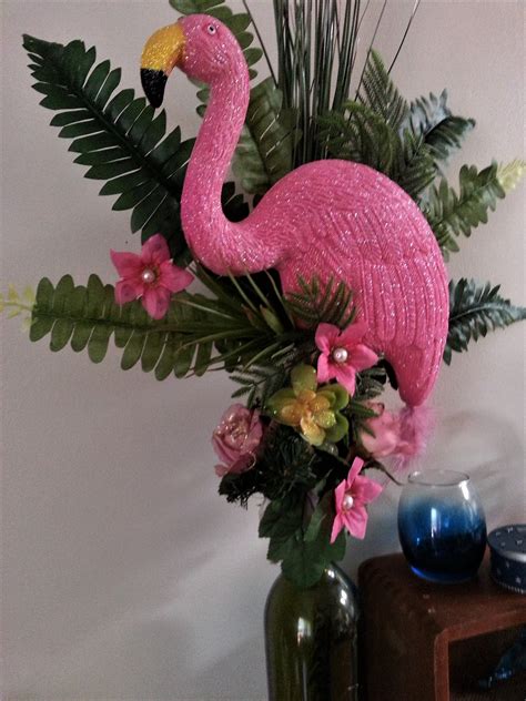Pink Flamingo Tree Toppertable Top Decorflamingo Home Etsy