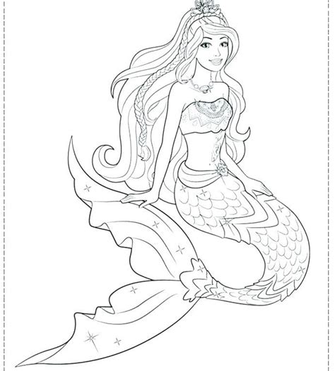 A Coloring Page With A Mermaid Sitting On Top Of A Rock And Holding A