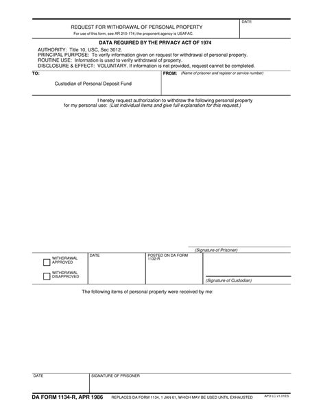 Da Form 1134 R Fill Out Sign Online And Download Fillable Pdf