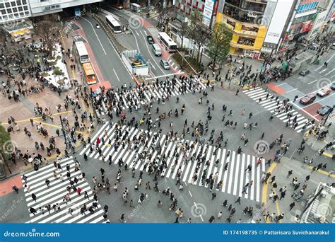 Tokyo Japan February 15 2020 Top View Of Shibuya Crossing One Of