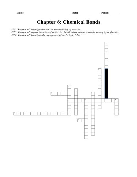 Ch 6 Chemical Bonds Crossword Puzzle