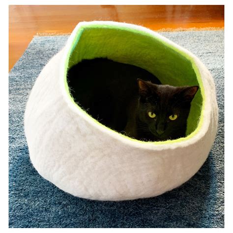 Yellow Cat Bed Cute Wool Cat Cave Bed Wooly Bowls Modern Etsy