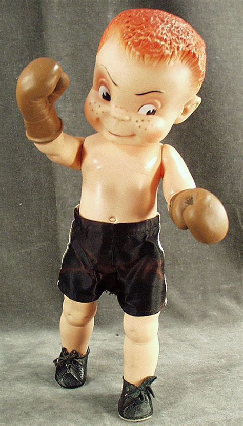 Vintage Red Headed Boy Doll With Boxing Gloves 13611 Removed Red