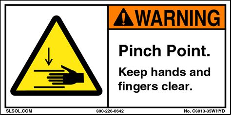 Warning Pinch Point Safety Label 2x4