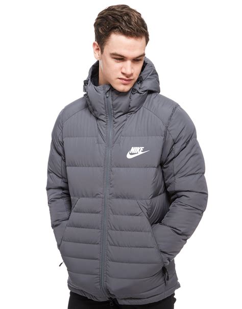 Lyst Nike Padded Down Hooded Jacket In Gray For Men
