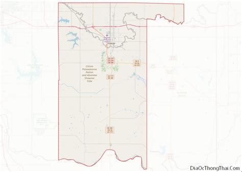 Map Of Pottawatomie County Oklahoma