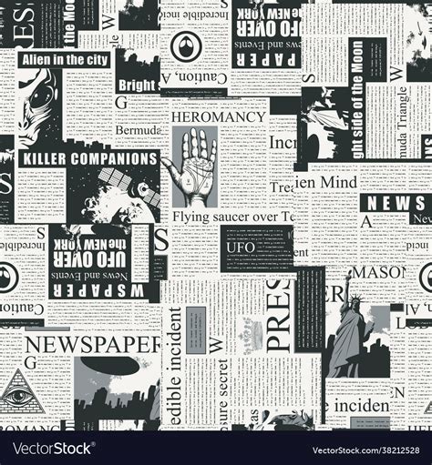 Abstract Seamless Pattern On A Newspaper Theme Vector Image