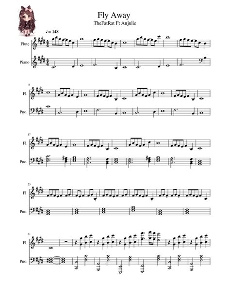 Thefatrat Fly Away Ft Anjulie Flute Sheet Music For Piano Flute Solo