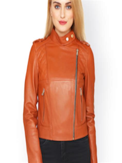Buy Justanned Women Orange Leather Jacket Jackets For Women 7029267