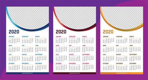 One Page Calendar 2020 Template 689573 Vector Art At Vecteezy