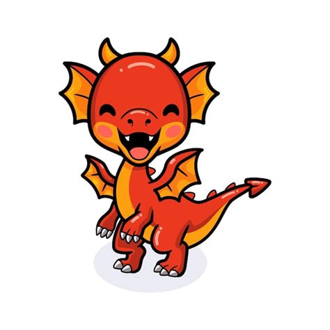 Premium Vector Cute Red Little Dragon Cartoon