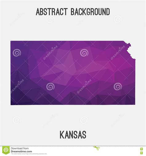 Kansas Map In Geometric Polygonalmosaic Style Stock Vector