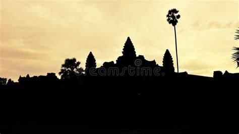 Silhouette Of Angkor Wat Temple In Cambodia Stock Photo Image Of